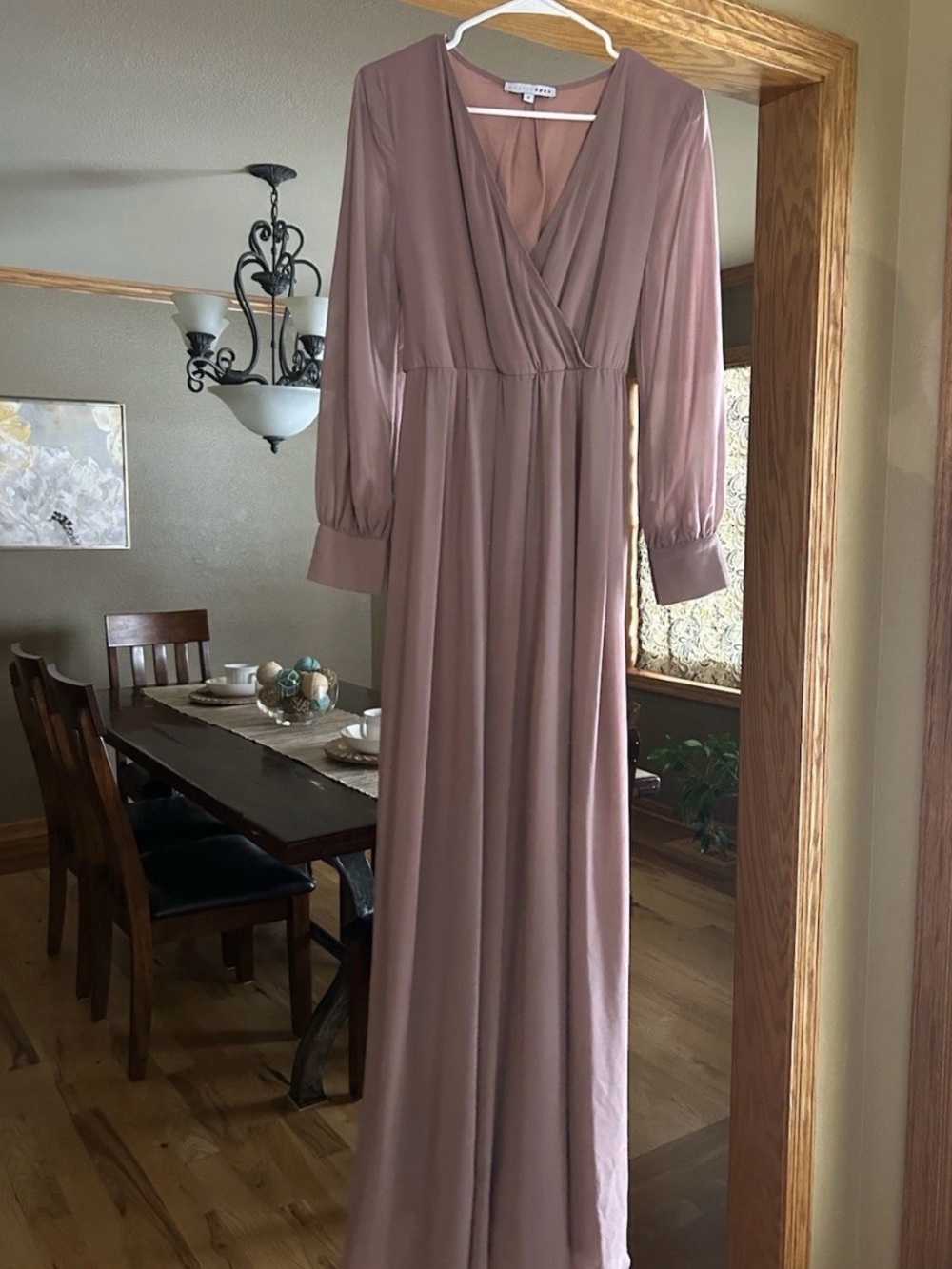 Baltic Born Lydia Chiffon Maxi Dress in Mauve / Blush Pink Empire Waist Small